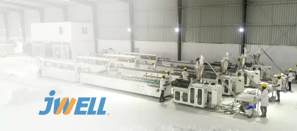 NAMO - De pequeño fabricante a líder de la industria india de materiales de construcción 1 JWELL PVC window profile extruder in operation at the NAMO factory in India NAMO - De pequeño fabricante a líder de la industria india de materiales de construcción JWELL.CO
